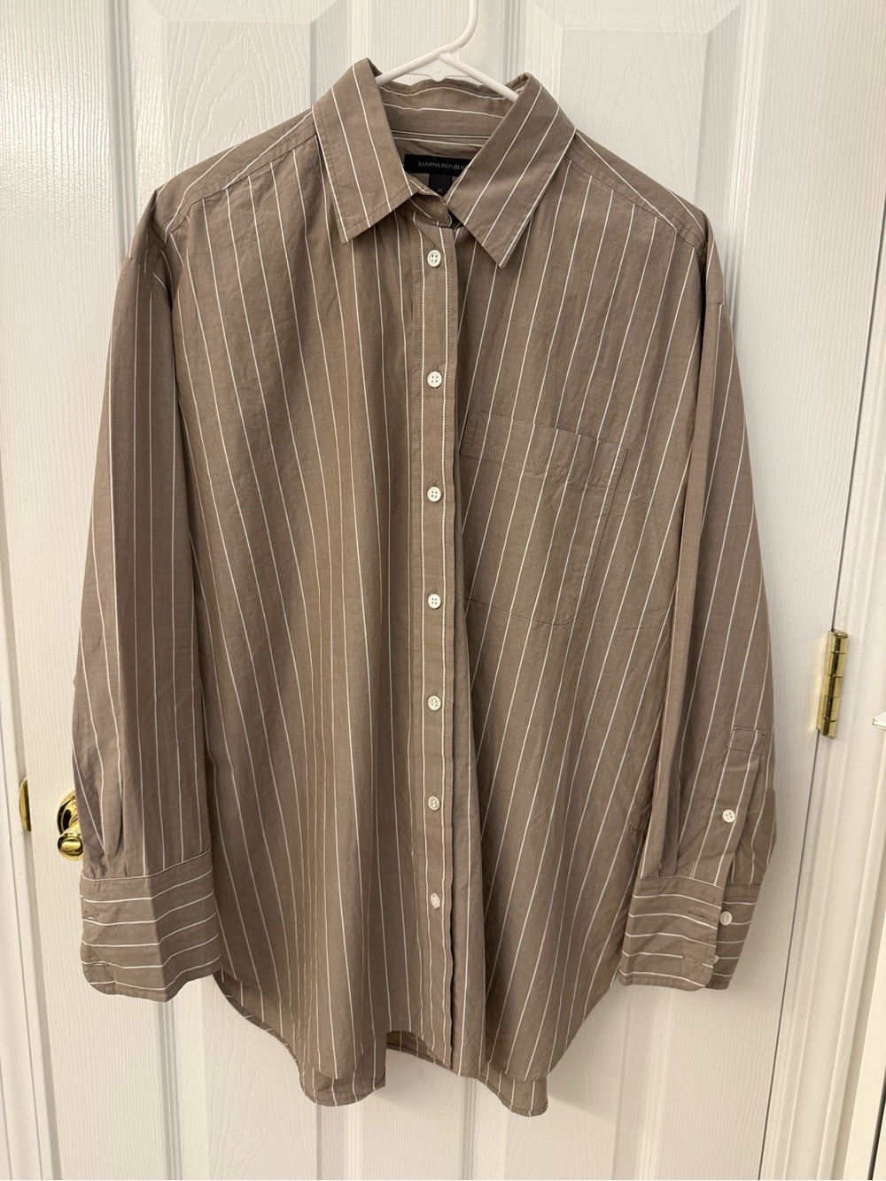 Banana Republic Brown Pinstripe Oversized Shirt